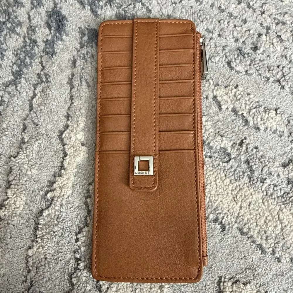 Lodis Julia Long Stacker Card Holder Slim Wallet Chestnut/tan RFID Protection